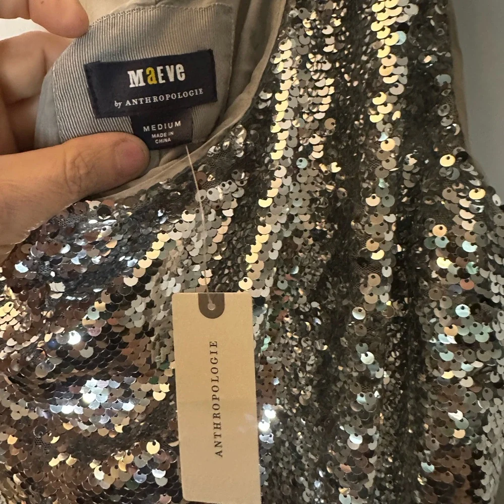 Maeve Silver Sequin One-Shoulder Dress - Picture 3 of 4